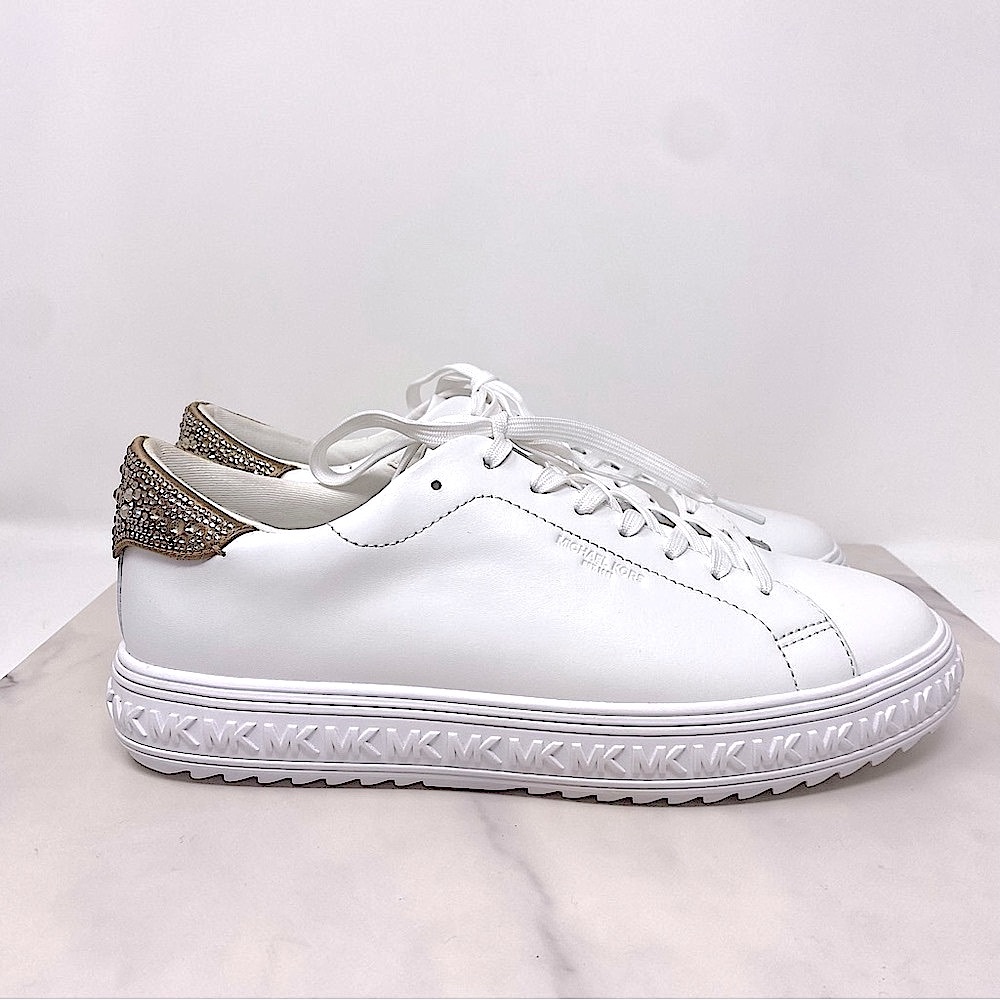 BRAND NEW! Michael Kors White and Gold Sneakers Contemporary Style - Picture 4 of 13